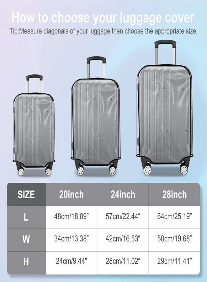 Tusmad Suitcase Cover | 20", 24", 28" Transparent PVC Luggage Cover for Hard Trolley Bag | Waterproof Clear Protective Trolley Bag Cover with Zipper, Travel Dustproof Protector (Pack of 3) - Image 4